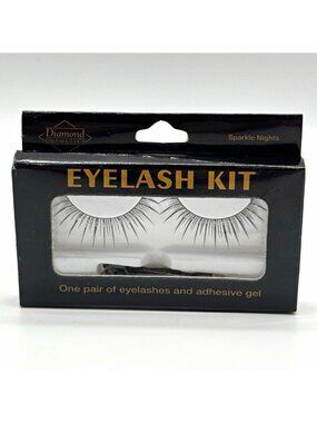 Diamond Cosmetics Sparkle Nights Eyelash Kit Natural Black Long Gel Adhesive New
